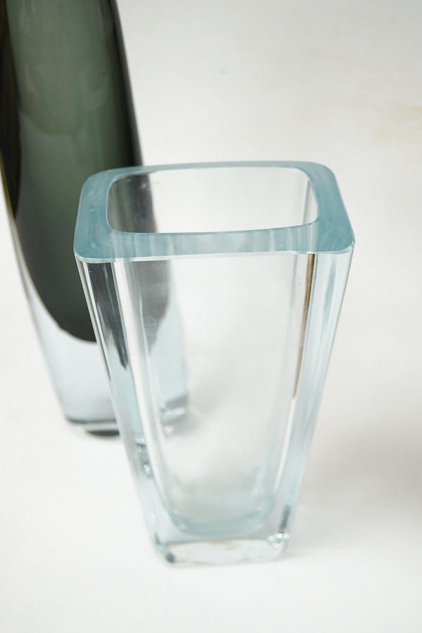 Two Strombergshyttan art glass vases, each signed to the bases, largest 34cm high. Condition - good